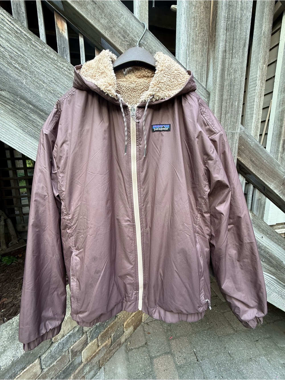 Patagonia Taupe Hooded Reversible Jacket